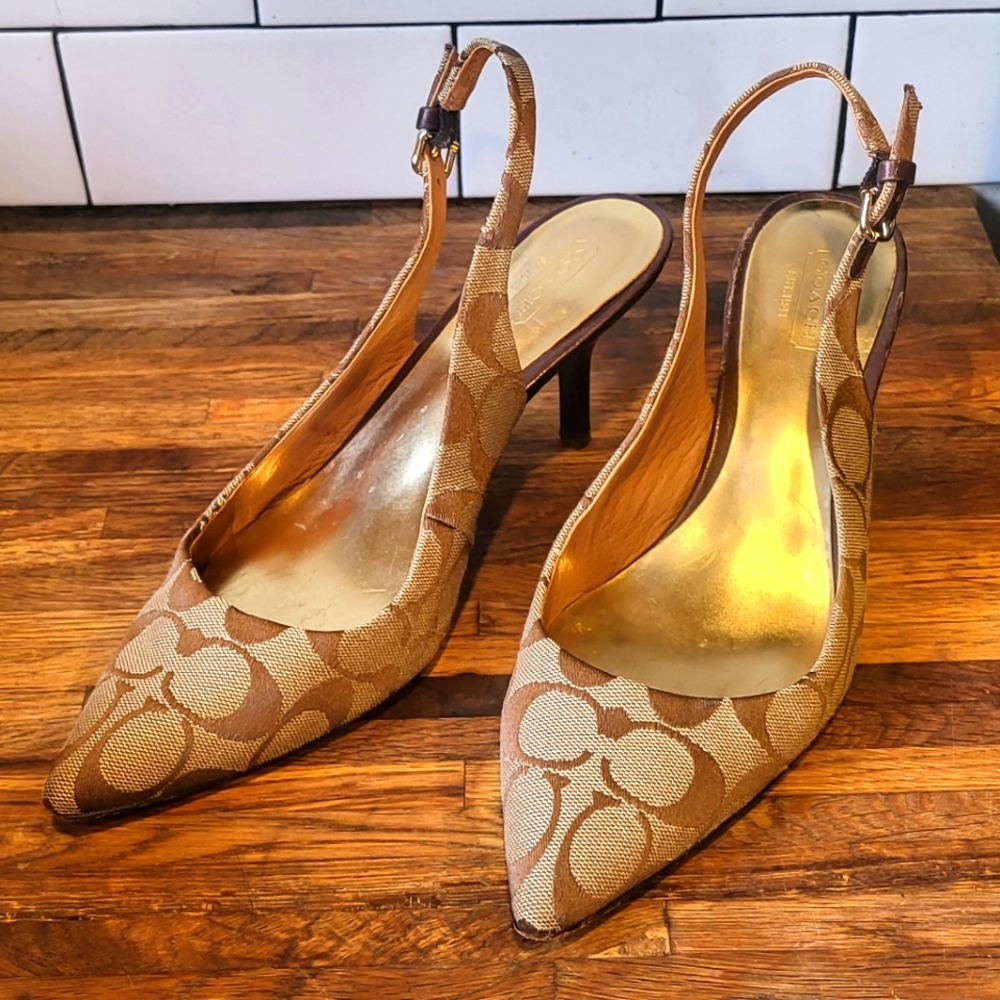 Coach Zarya Slingback Kitten Heels